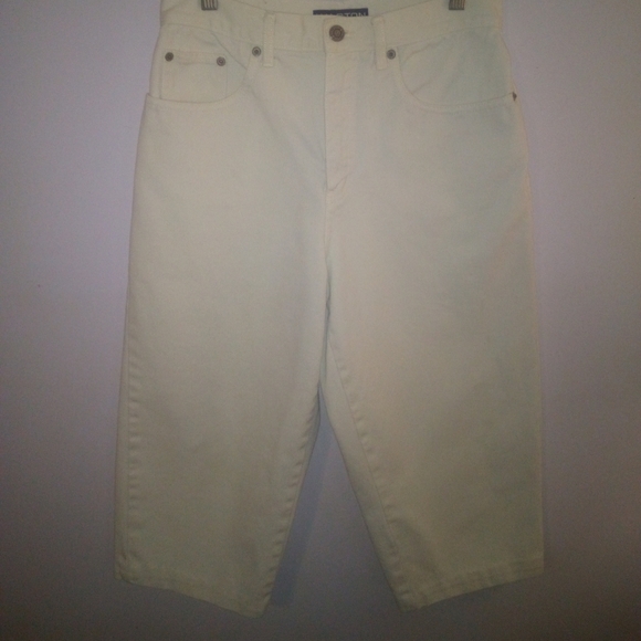 Khaki Denim Halston Jeanswear Cropped Pants Capri Jeans Sz 6 - Picture 15 of 15